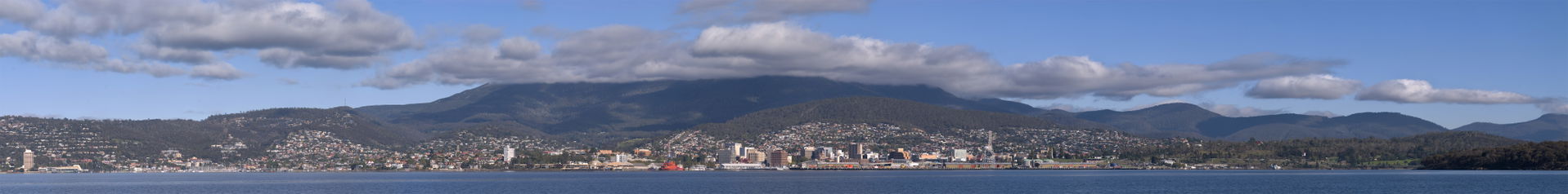 A panorama of the Hobart region from Sandy Bay (left hand side)…