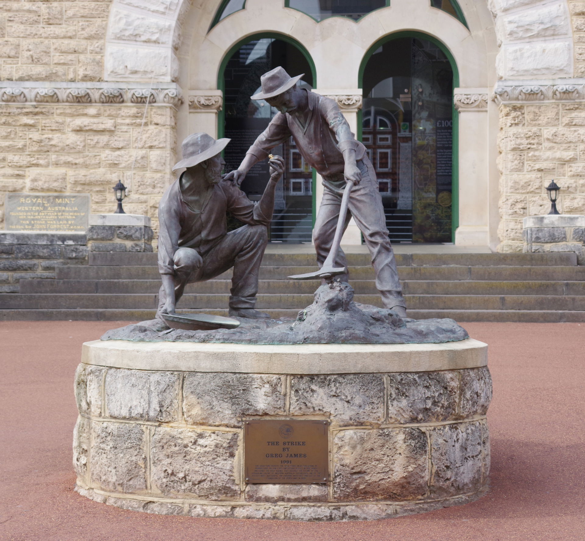 The Strike statue by Greg James in front of Perth Mint, Perth, …