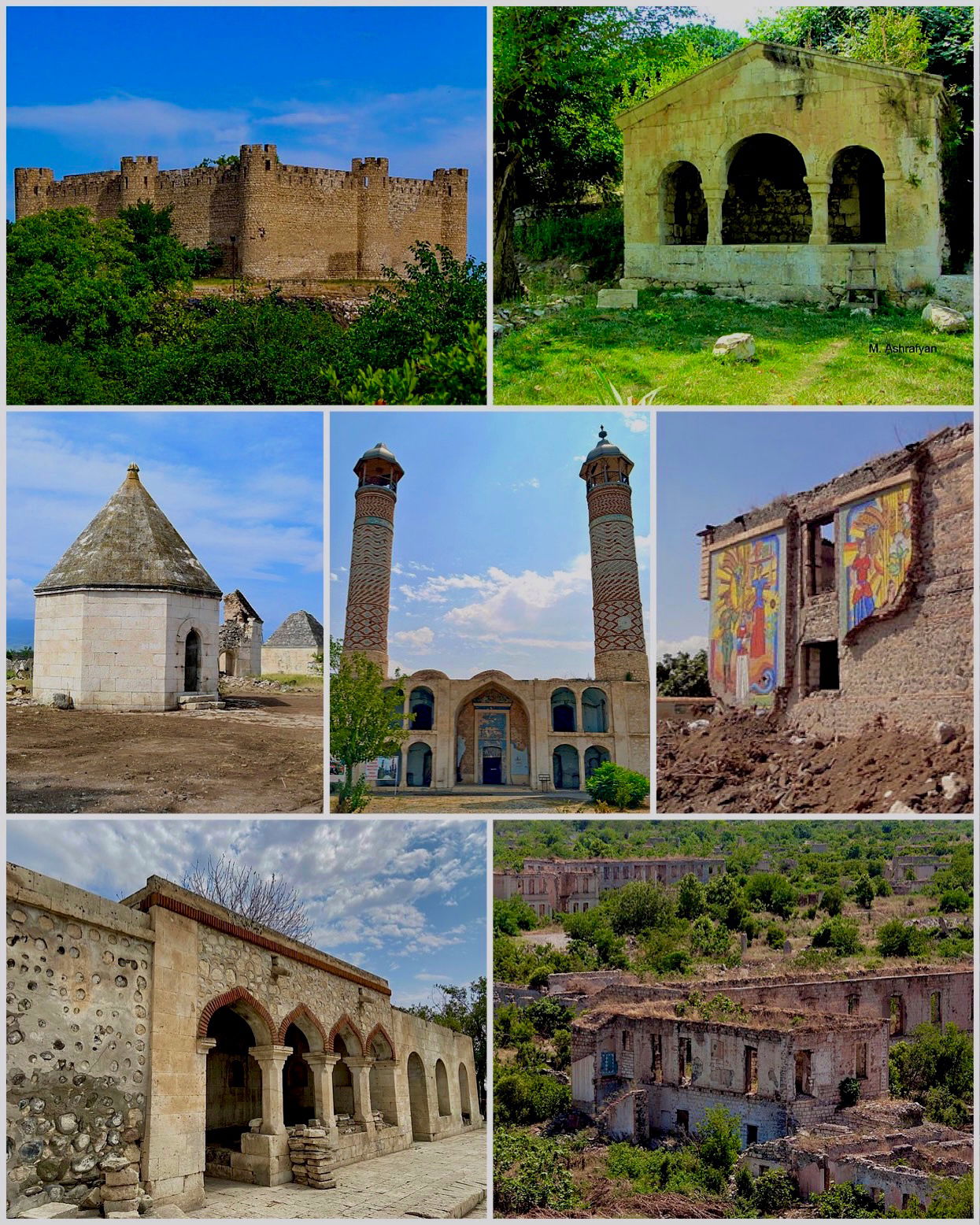 Important landmarks in Agdam, Azerbaijan in their current state…