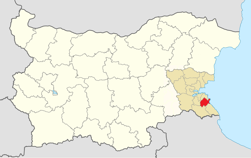 Location map of Primorsko Municipality within Bulgaria and Burg…