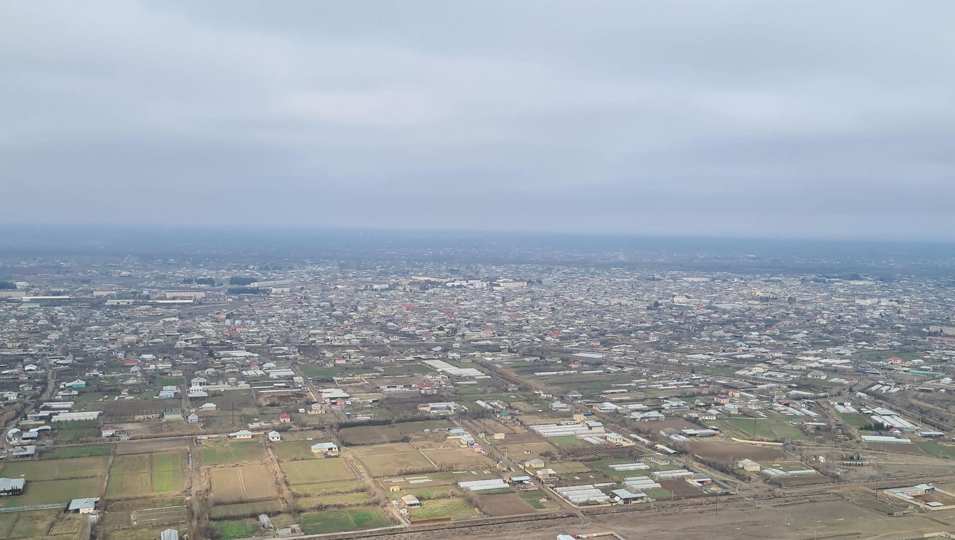 Aerial view of Sabirabad city in the Republic of Azerbaijan
