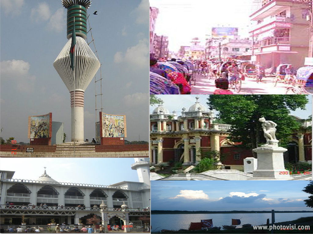 ঘড়ির কাঁটা অনুযায়ী ময়মনসিংহের মক্তিযুদ্ধের স্মিতিসৌধ;গাঙিনাপ…