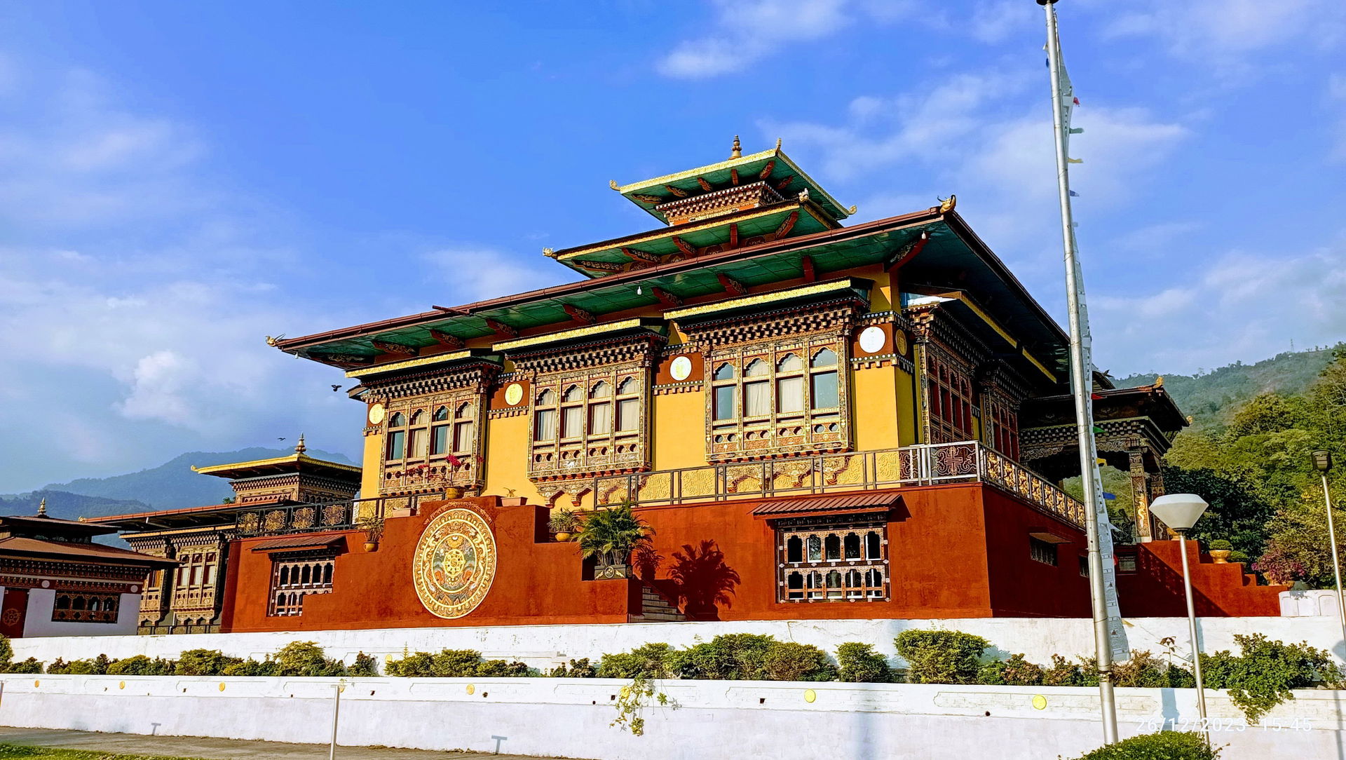 The façade of the Palden Tashi Chholing Shedra, a Buddhist educ…