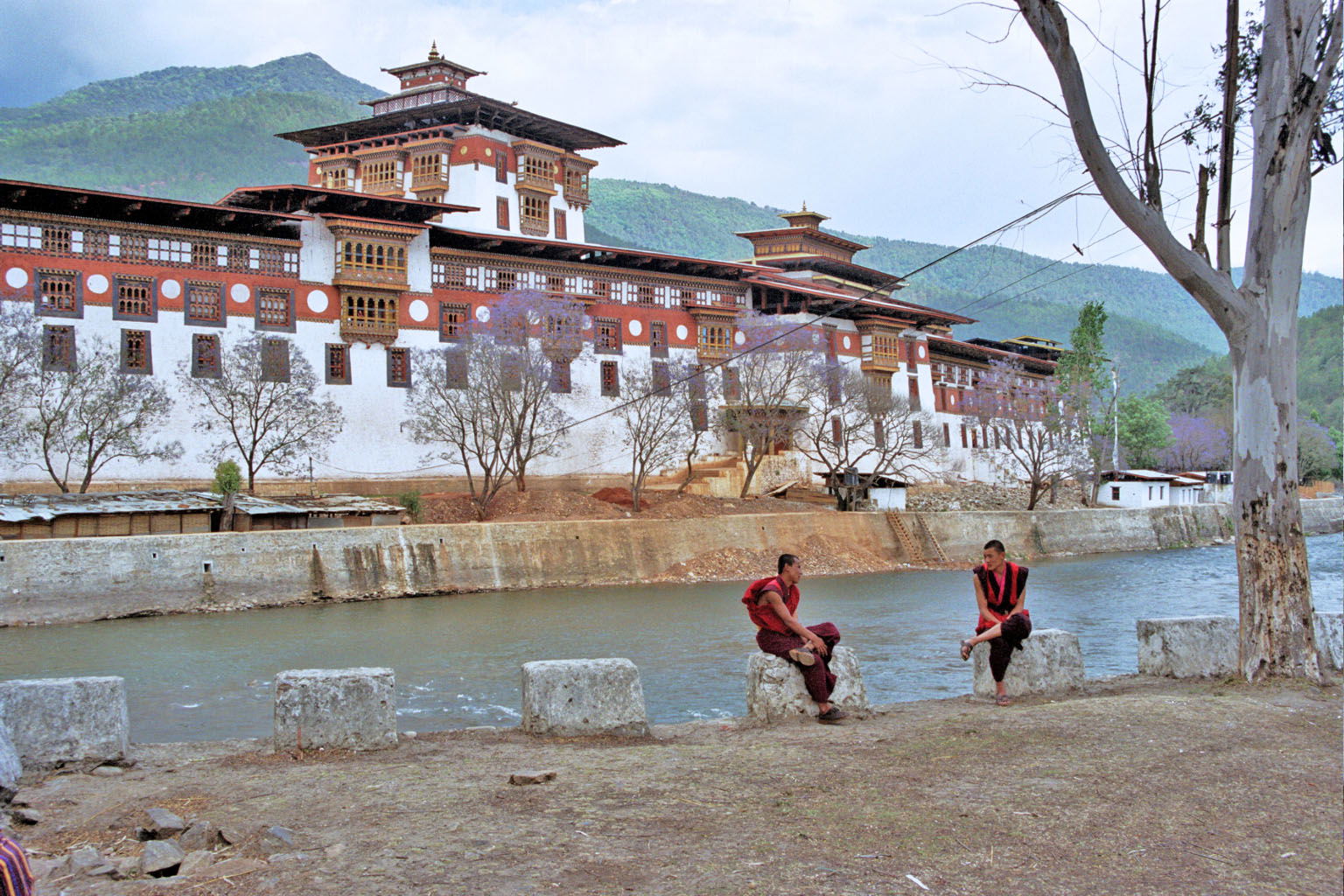 Punakha Dzong, Bhutan. Photo taken April 22, 2002. Monks in for…