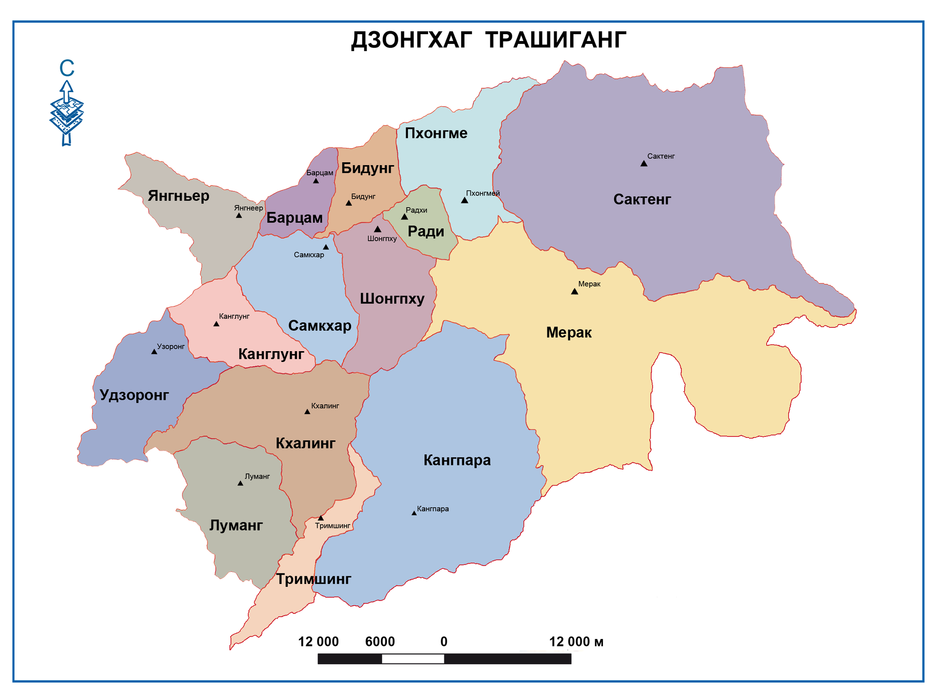Trashigang District map, Bhutan, 2011