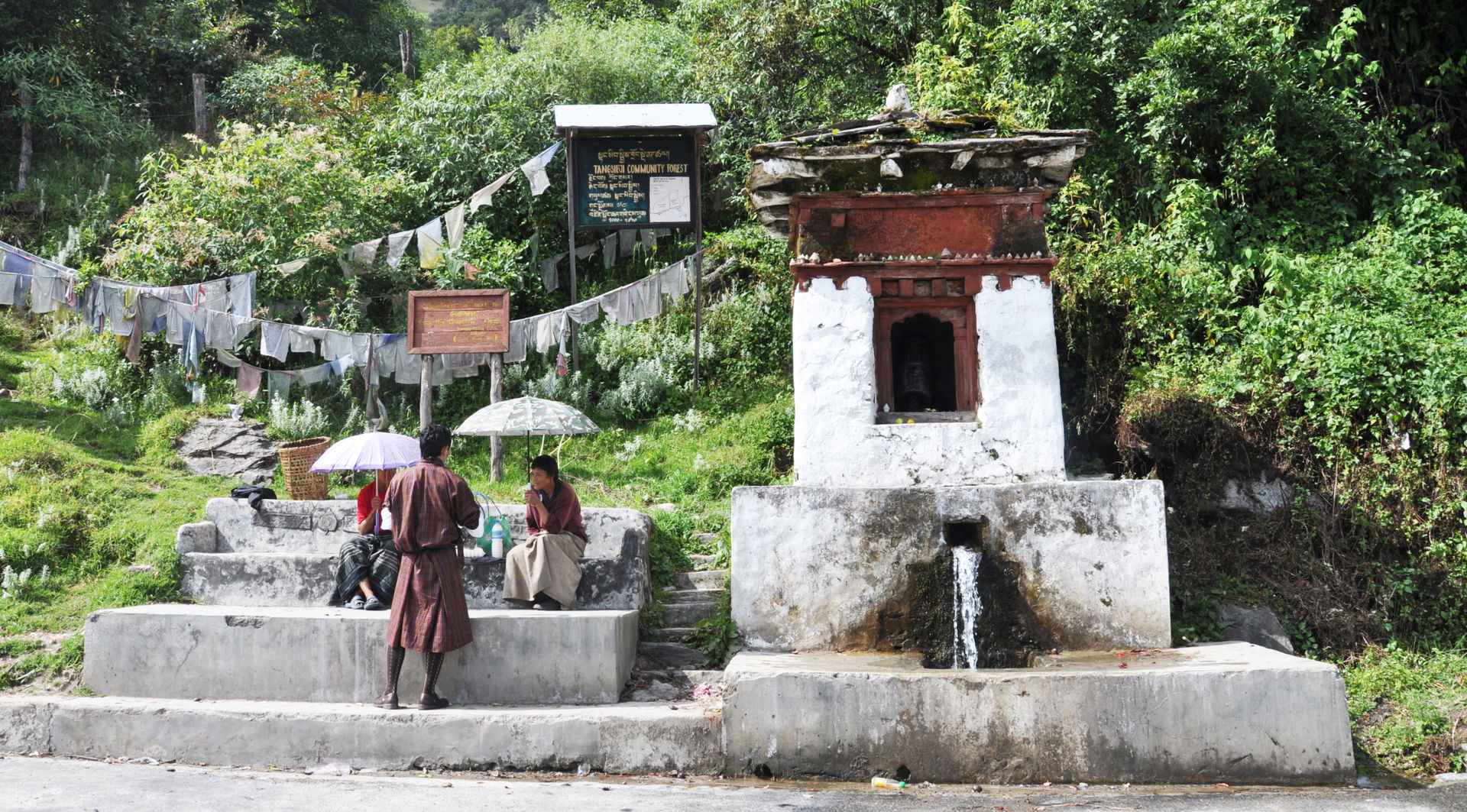 Holy water spring (Tshrim drupchhu) near Trongsa, Central Bhuta…