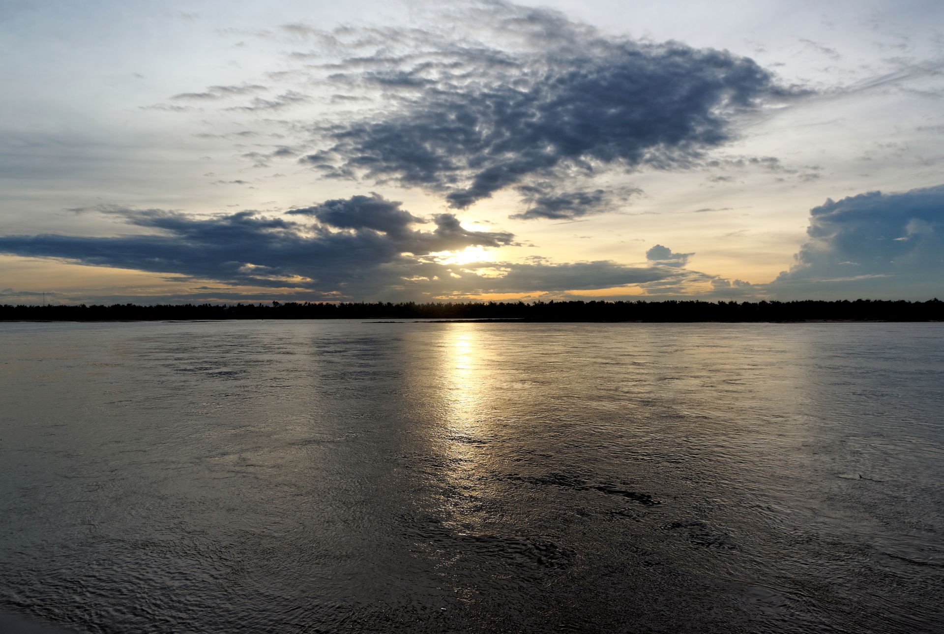 Sunset over Mekong River in Kratié, Cambodia