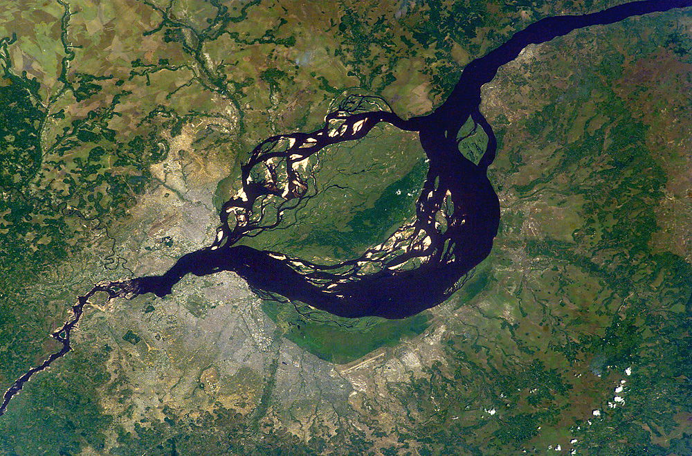 Satellite picture of the Pool Malebo section of the Congo River…