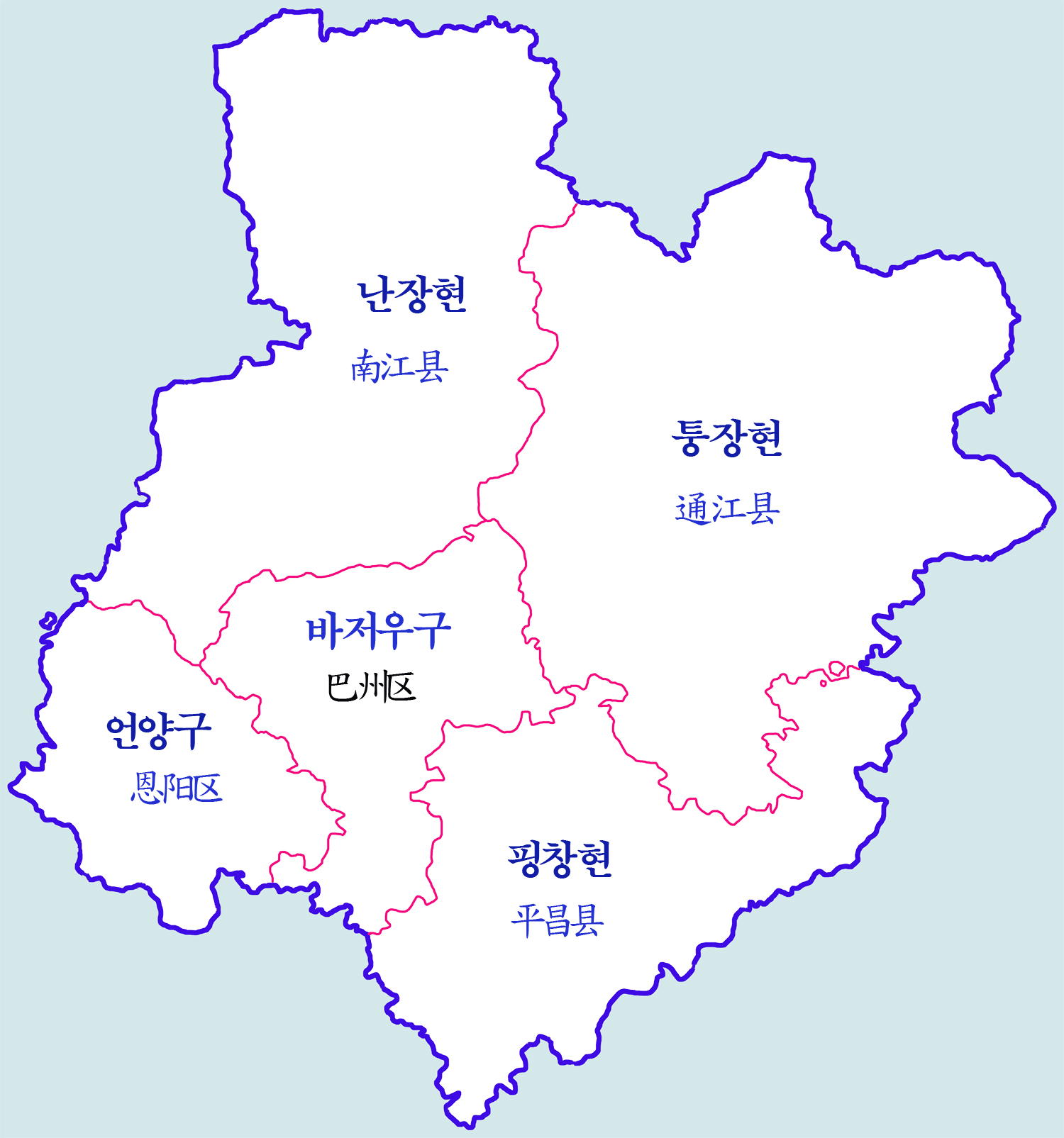 바중시 현급구역도