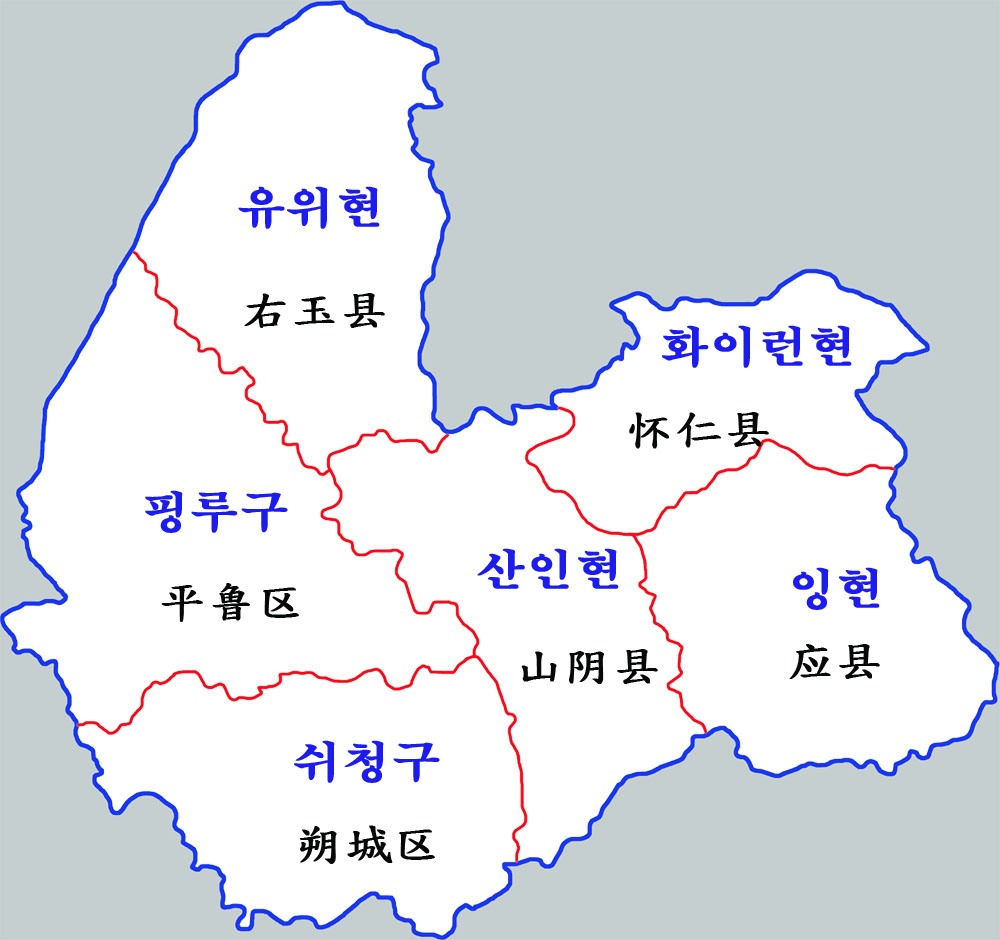 숴저우시  현급구역도