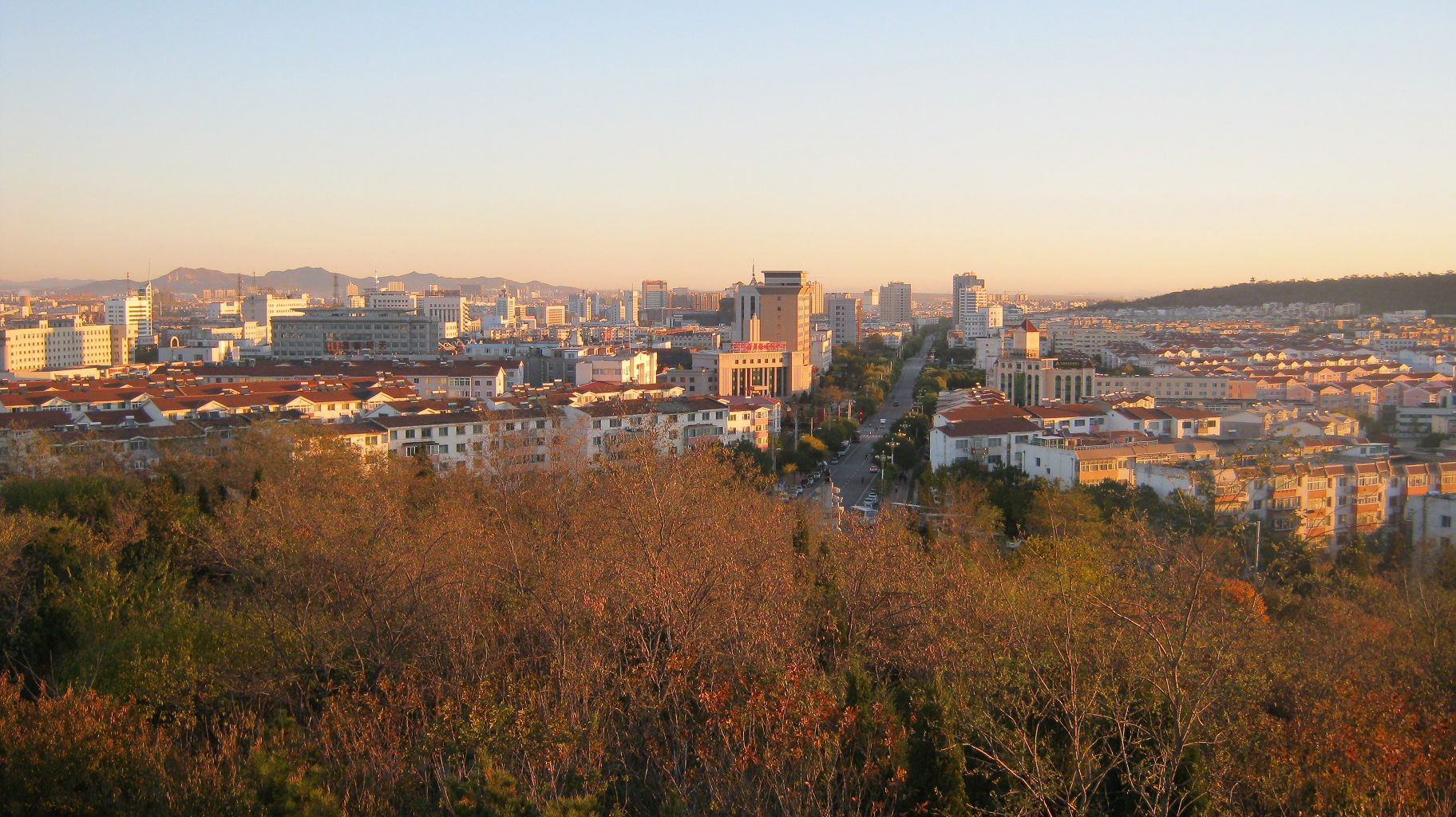 Huludao city in Autumn viewed from Longbeishan Park
