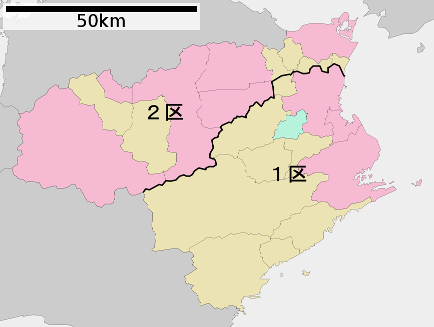 A map of Tokushima Prefecture in Japan showing the boundaries o…