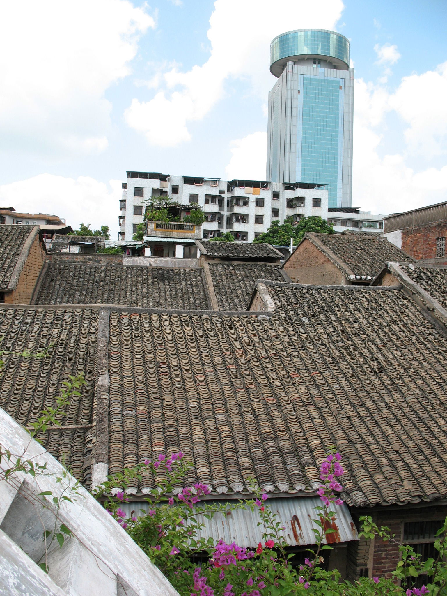 View of Meizhou-Tower on top of traditional stile housings.