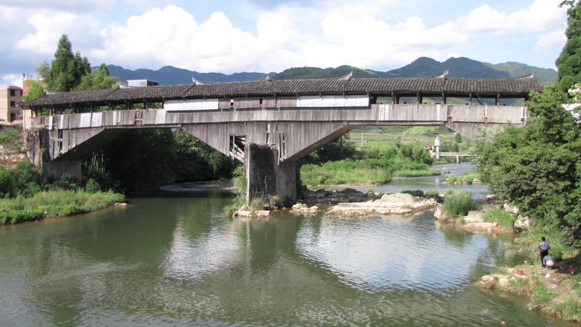 Qiansheng Covered Bridge in Pingnan, Fujian, China