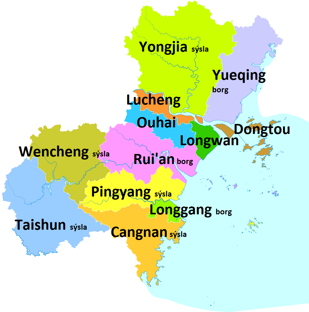 Administrative division of Wenzhou city in China: Districts, co…