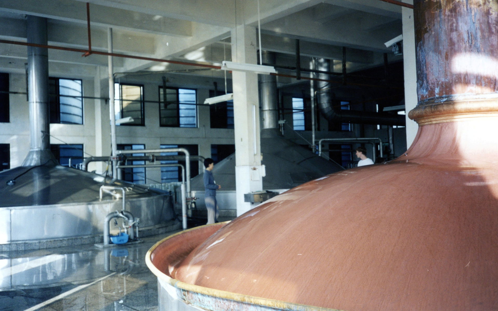 Vats for making beer in Zhaoqinq Brewery 1999