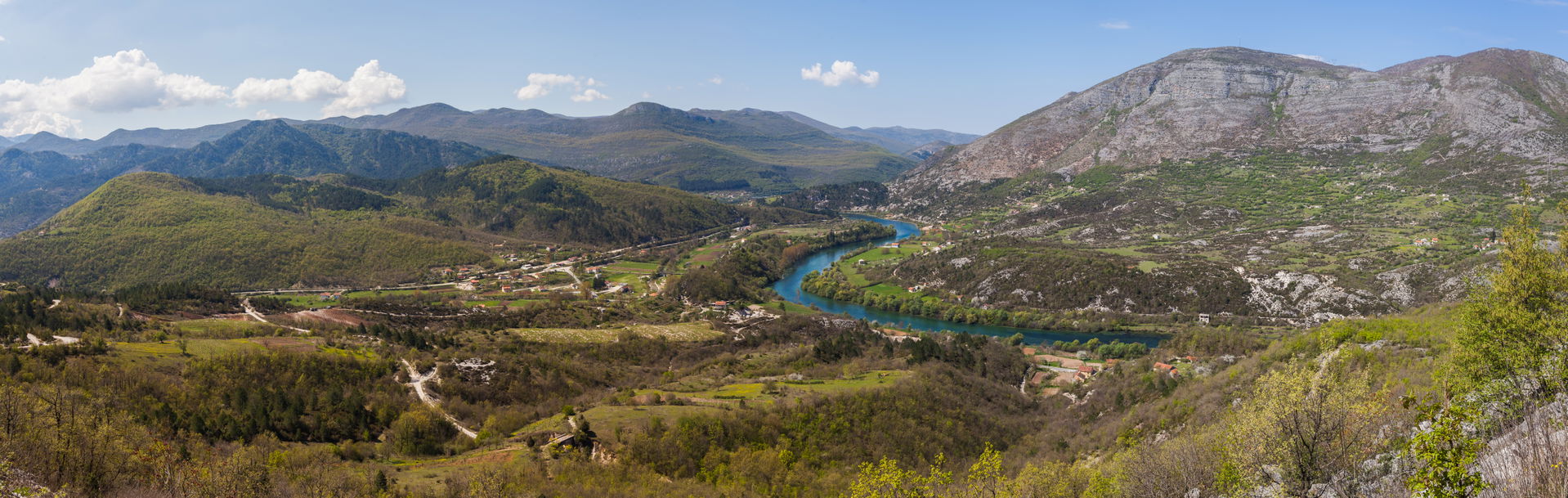 Panoramic view of the course of the Trebišnjica river near Gorn…
