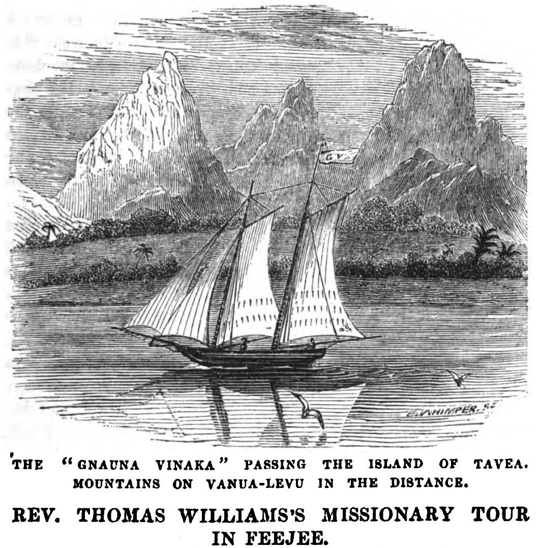 The Gnauna Vinaka Passing the Island of Tavea. Mountains of Van…