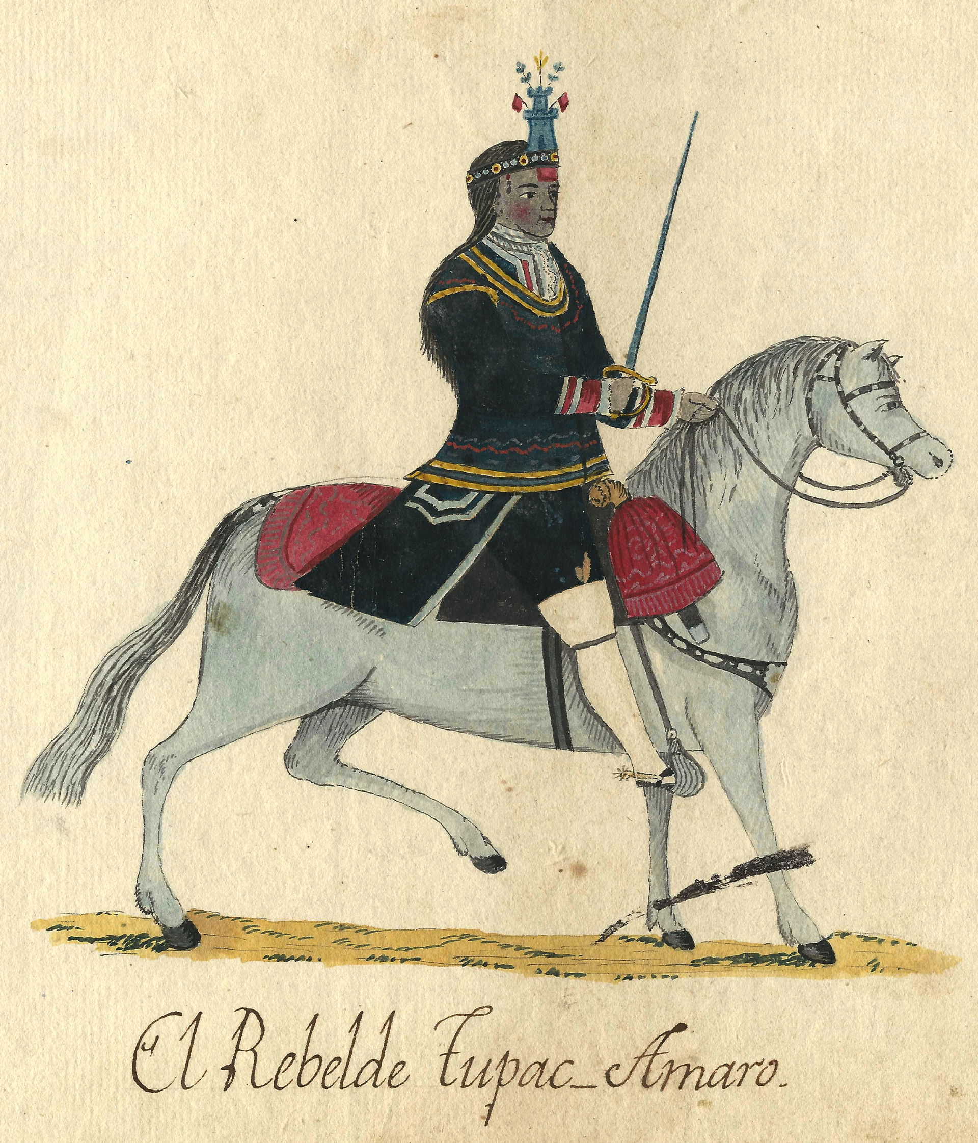 Watercolor portraying José Gabriel Condorcanqui, alias Túpac Am…