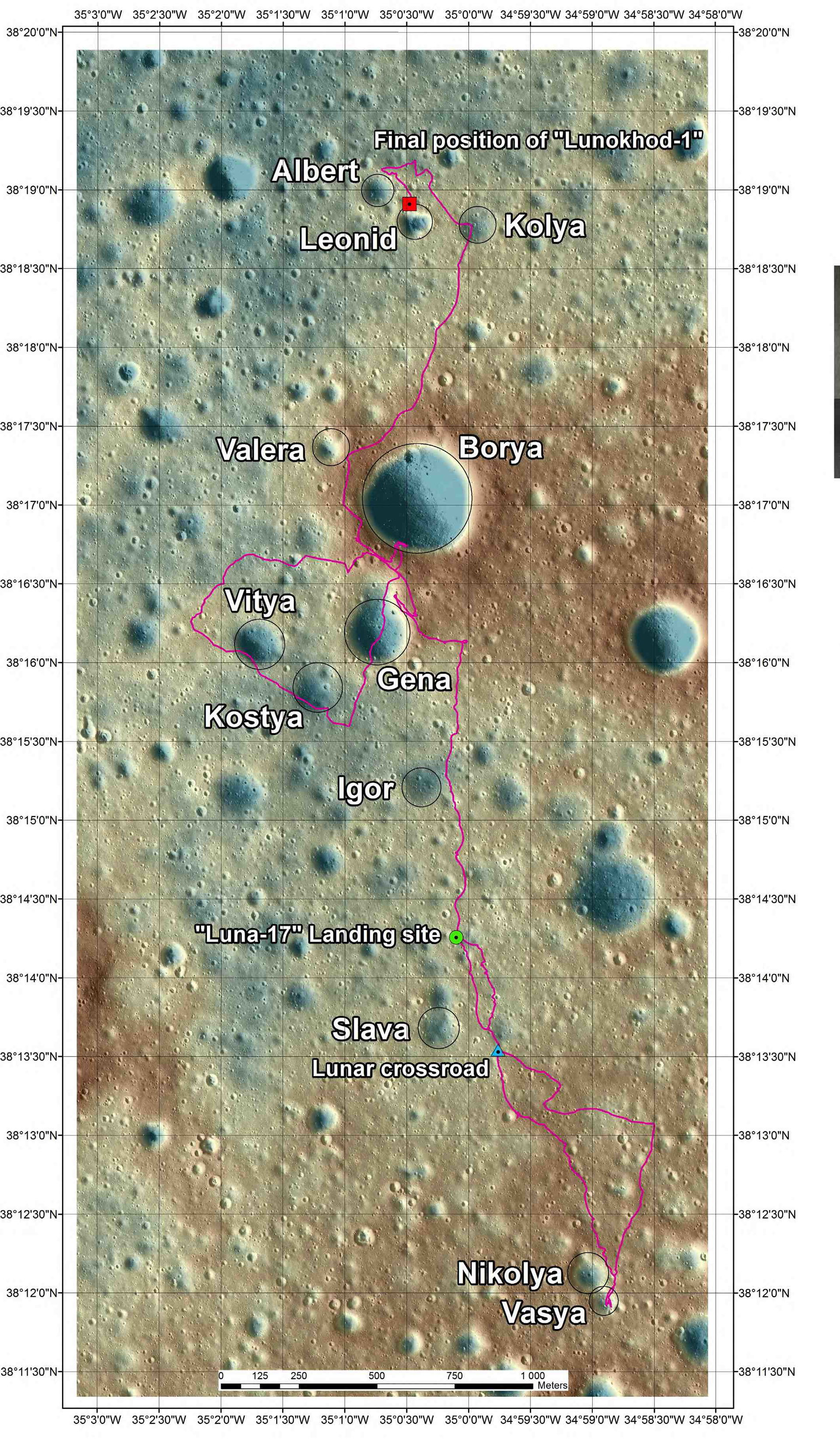 Small craters named en route Lunokhod-2