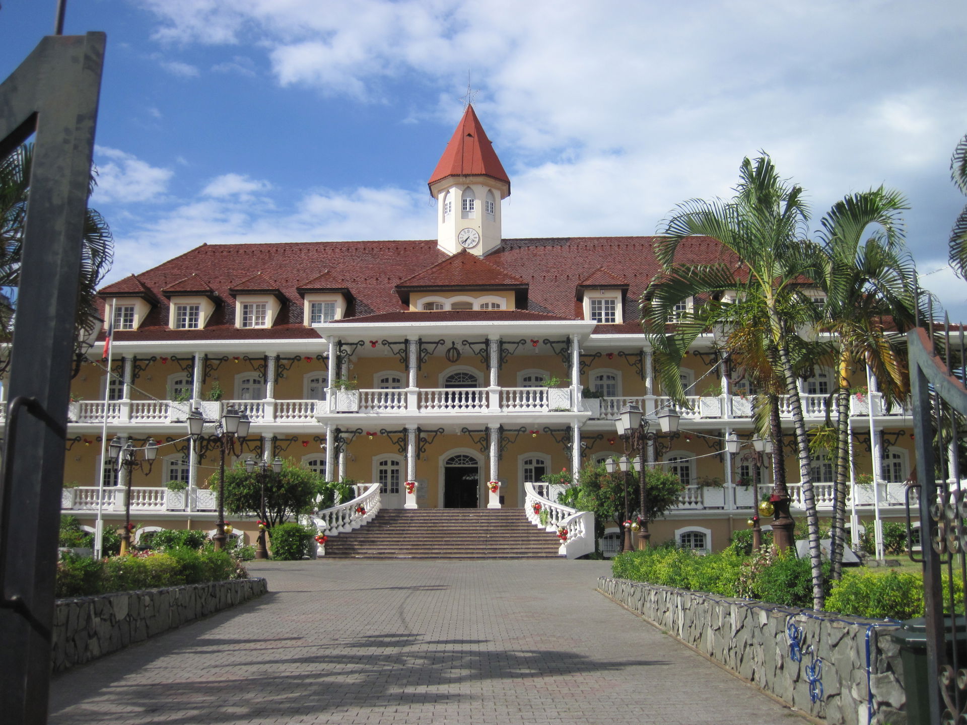 Papeete Town Hall, Papeete, Tahiti, 2009. A 1990 replica of the…