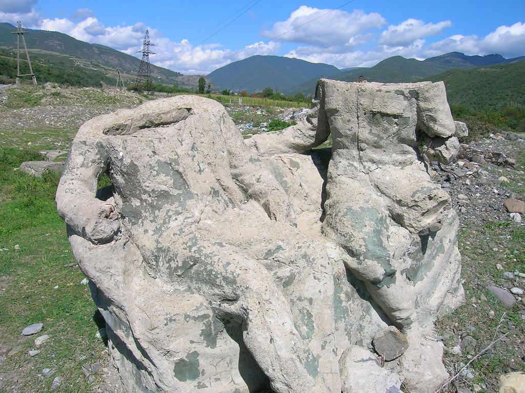 Headless ruins of Stalin and Lenin statue