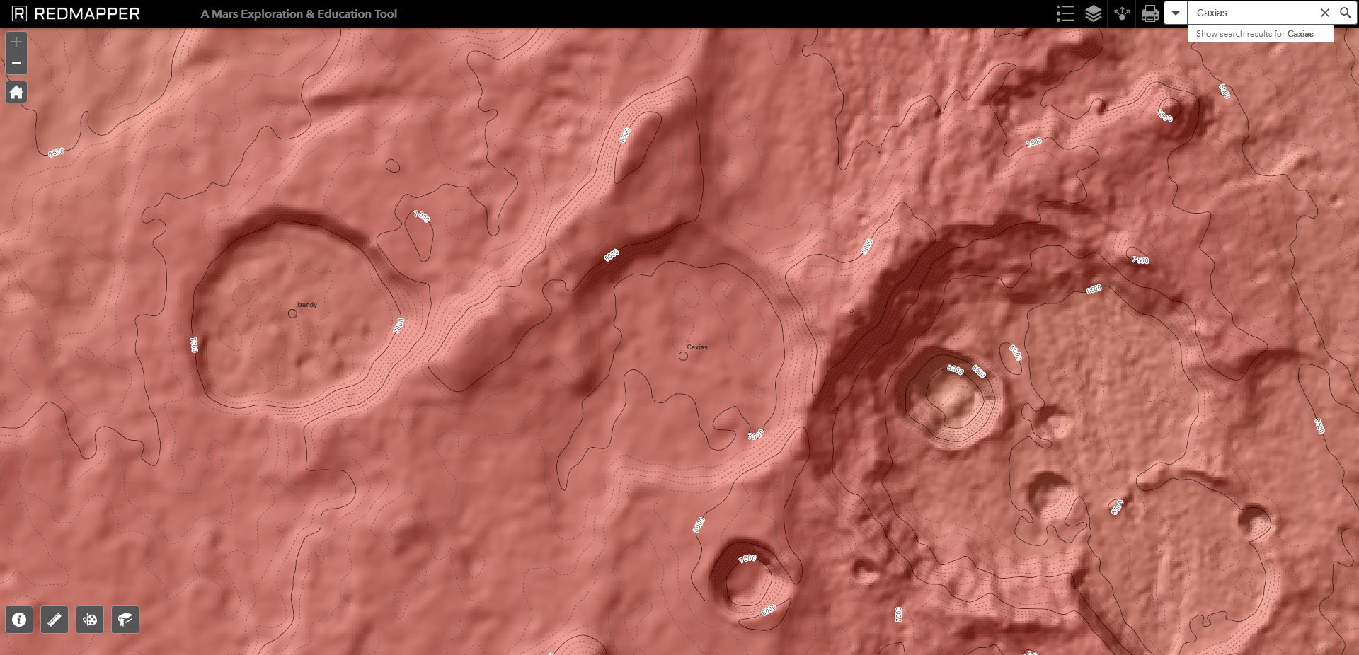 This elevation DEM map shows the relative position of Caxias an…