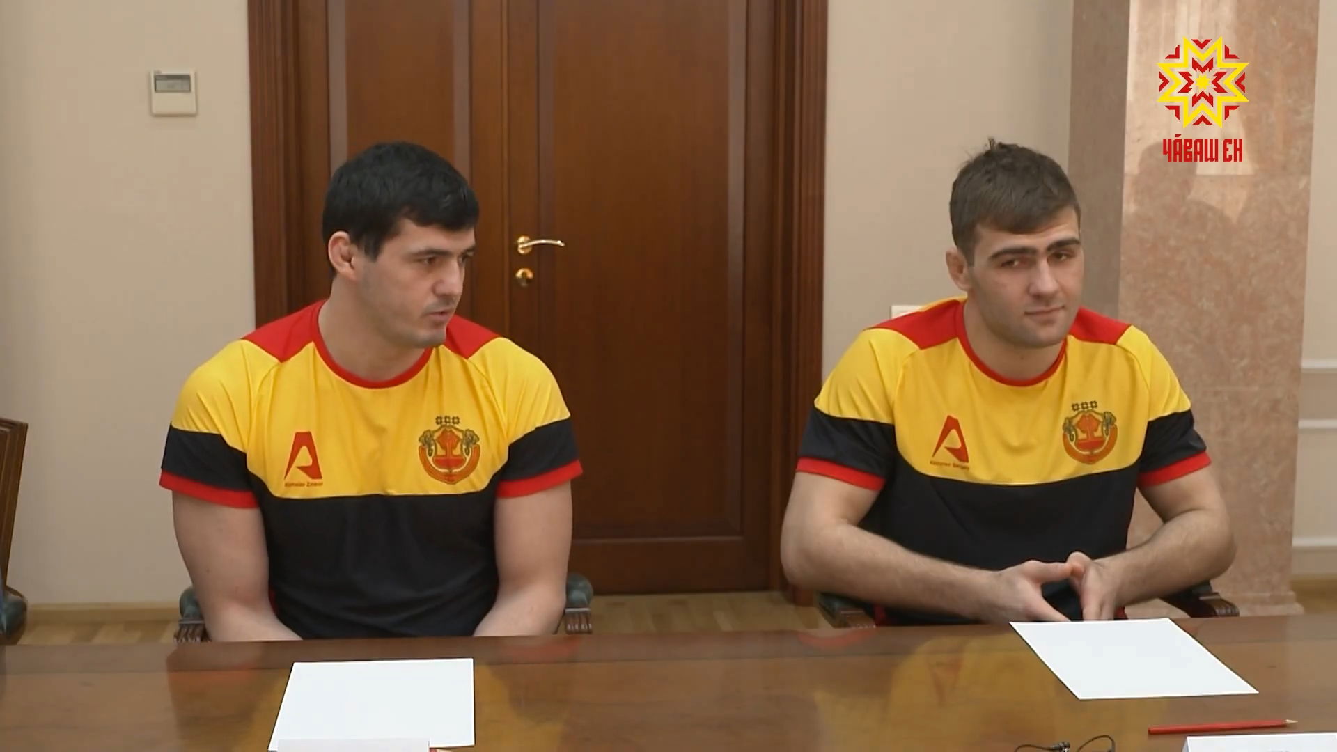 Russian wrestlers Znaur Kotsiev and Sergey Kozyrev