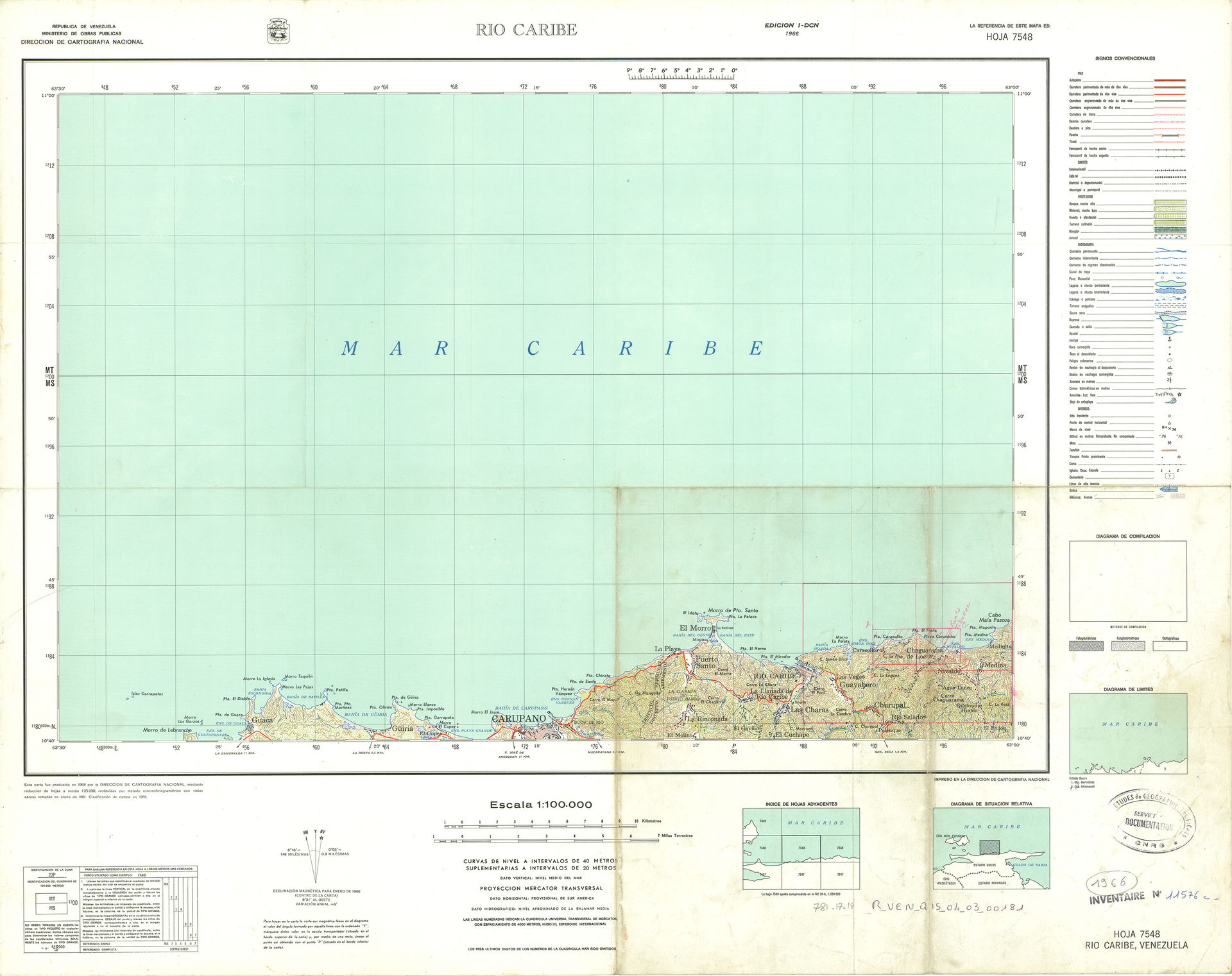 Official topographic maps of Venezuela, at scale 1:100.000.