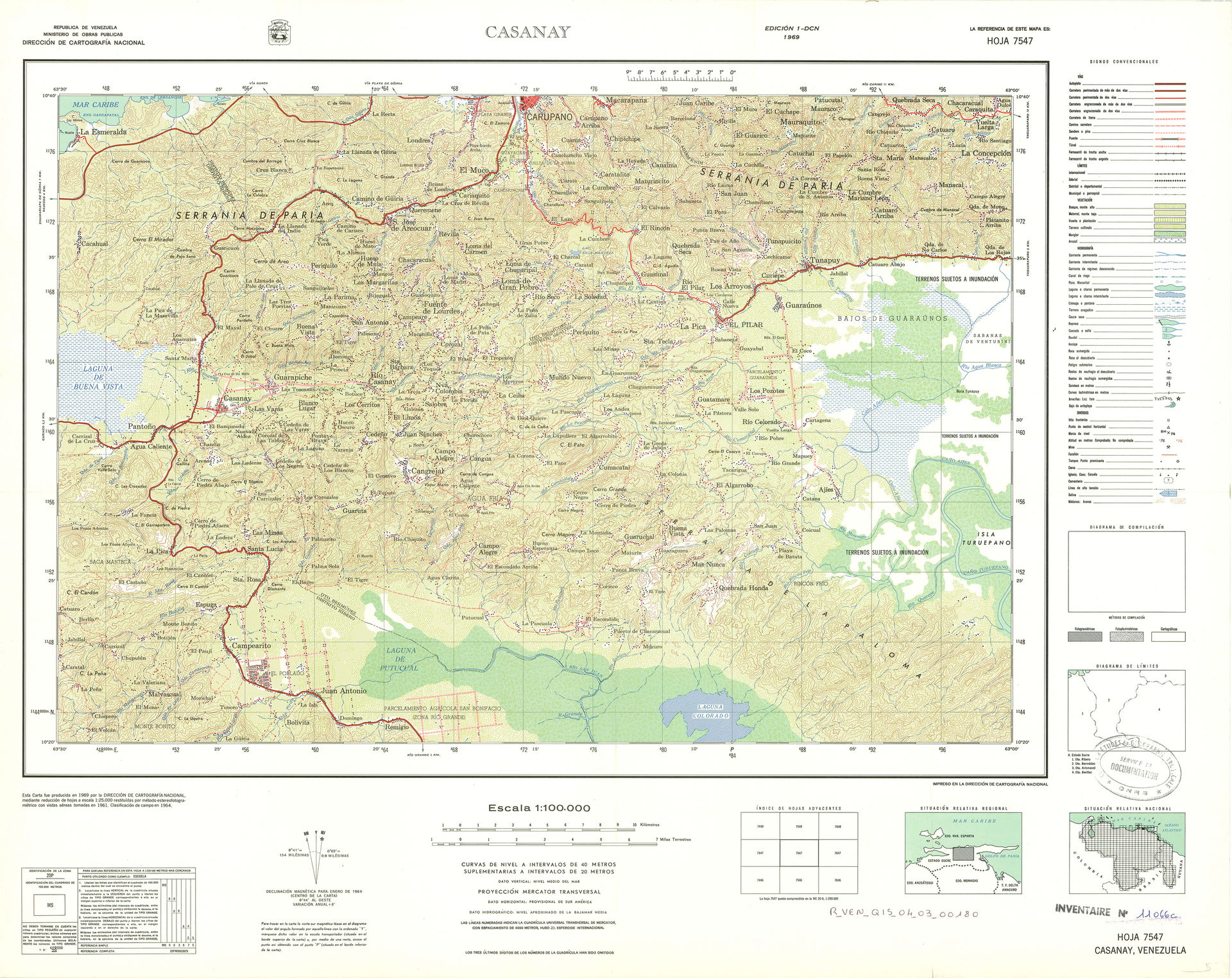 Official topographic maps of Venezuela, at scale 1:100.000.