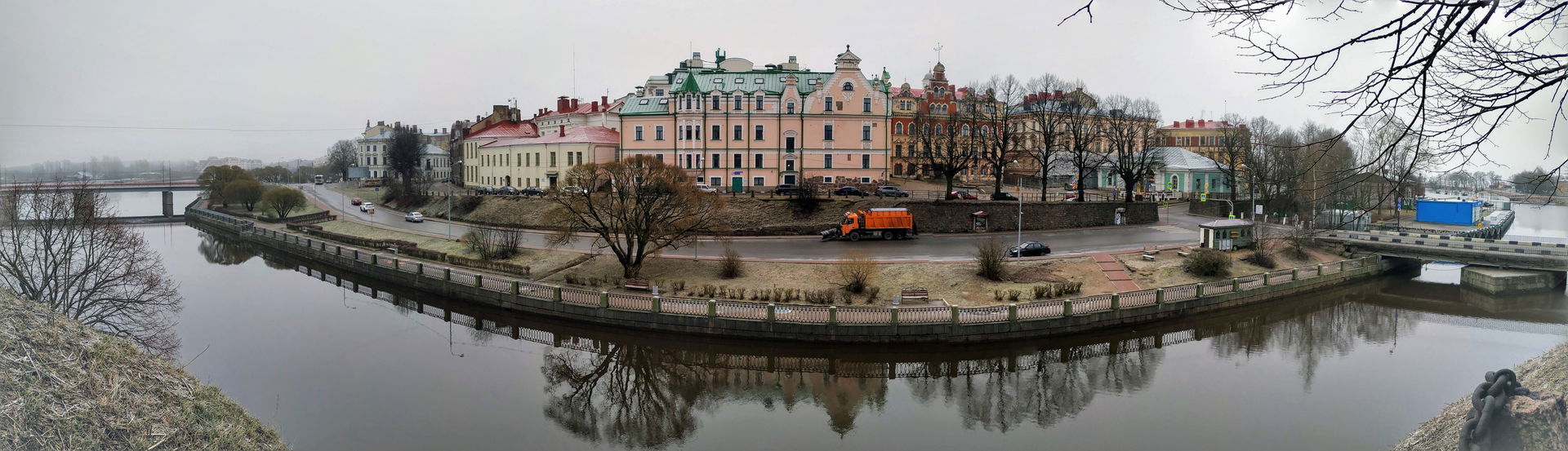 Panorama of historical center of Vyborg