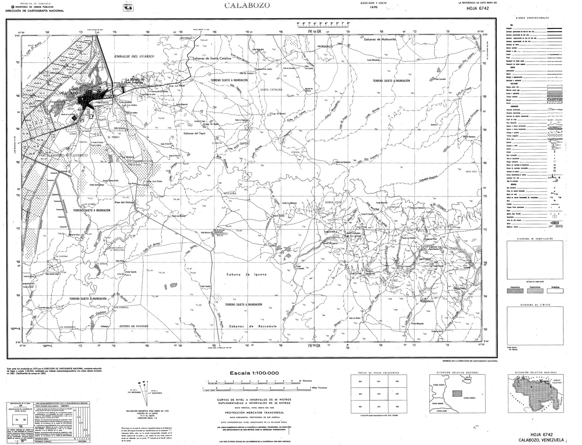 Official topographic maps of Venezuela, at scale 1:100.000.
