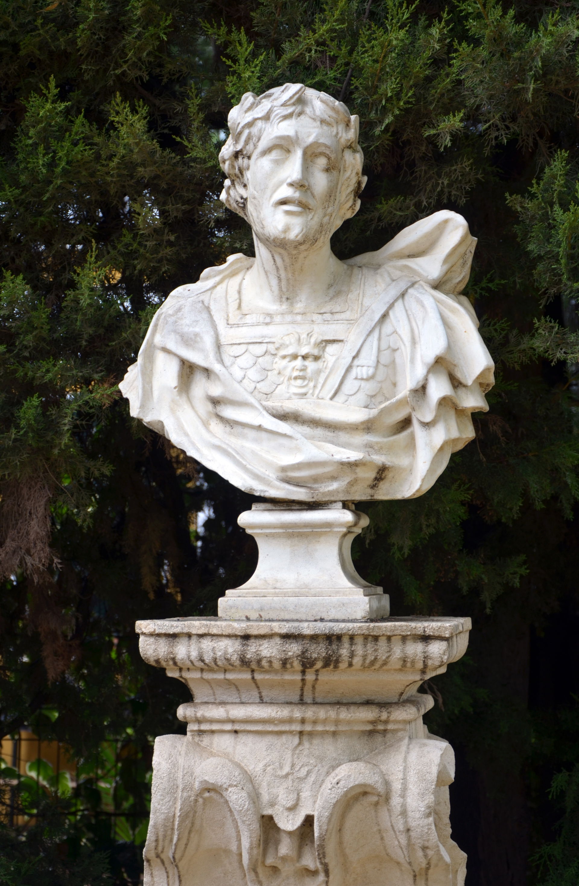 One of the marble busts of mythological or classical figures fo…