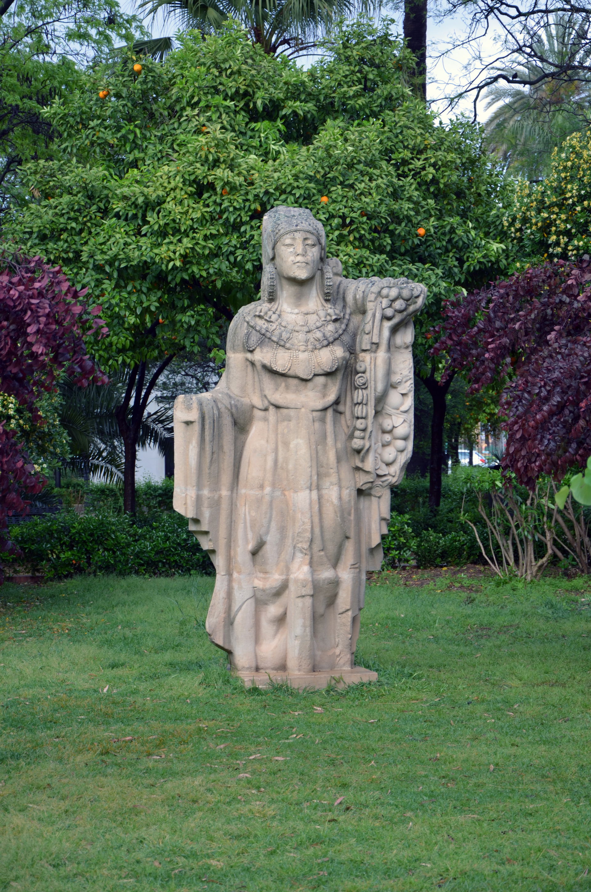 Allegorical statue of a standing woman representing Iberia, the…