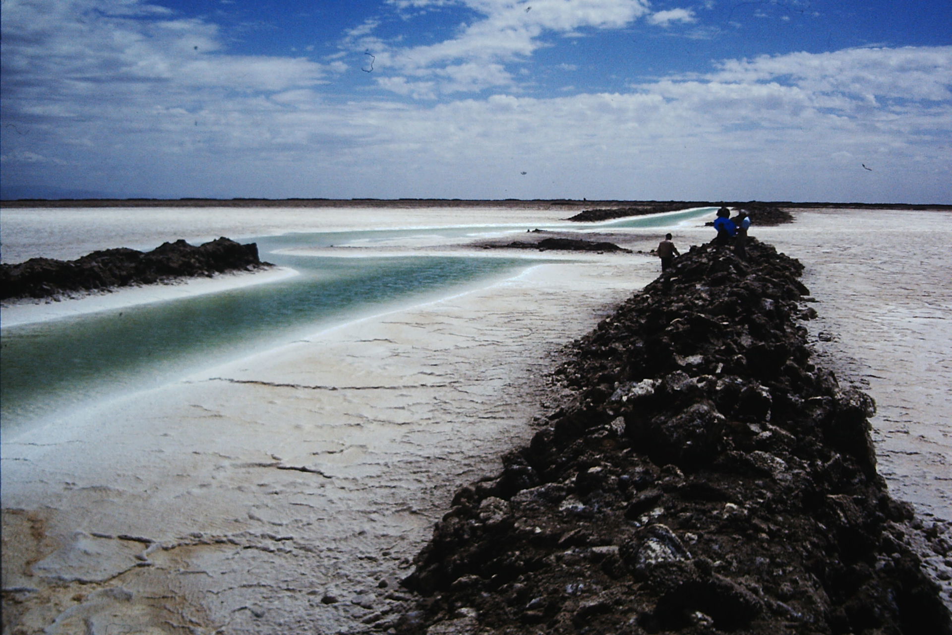 Golmud salt evaporation pans in 1993