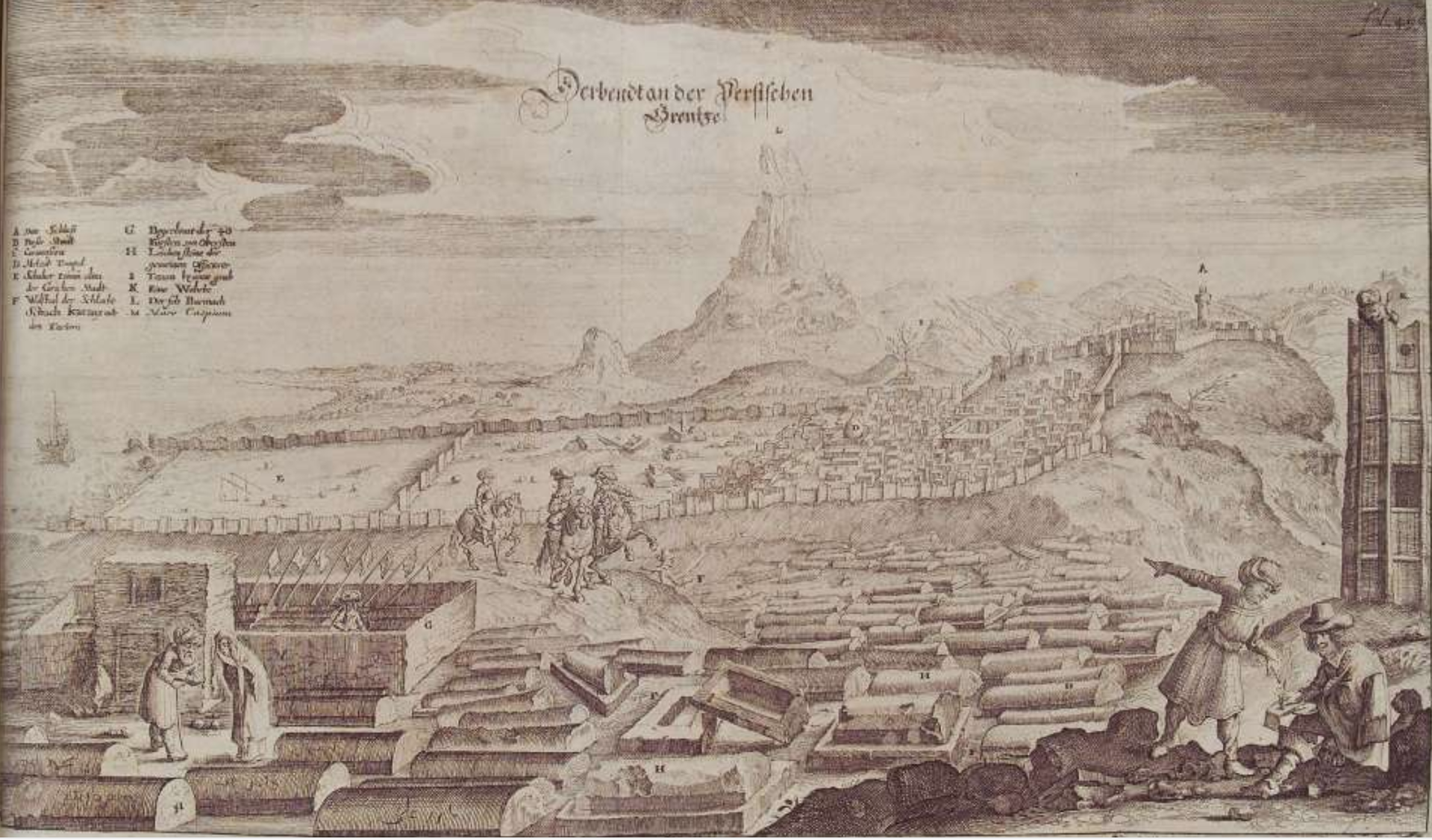 Изображение Дербента в книге Адама Олеария 1647 года издания (с…