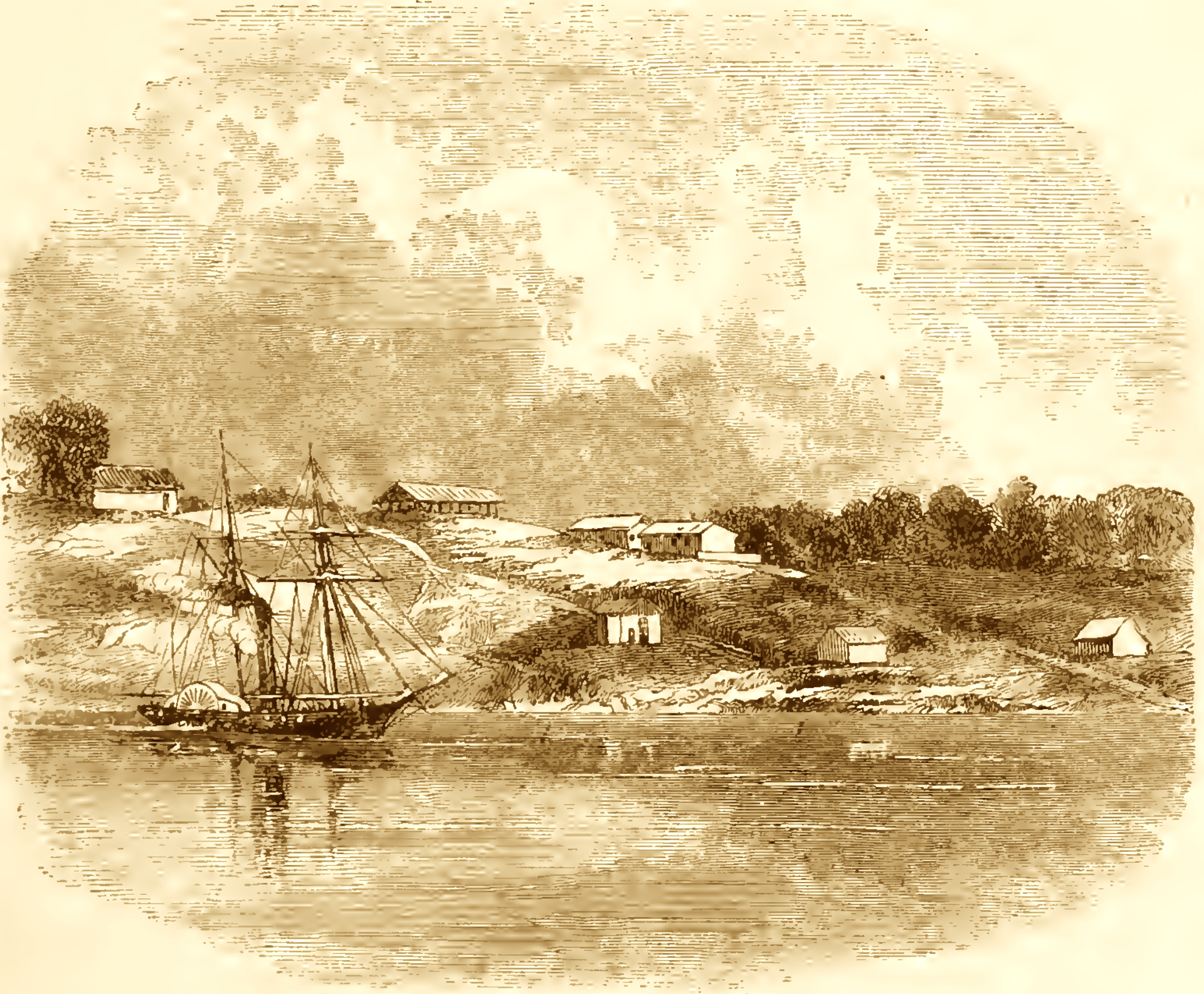 Corumbá, then a small thatched village, sketched in November 18…
