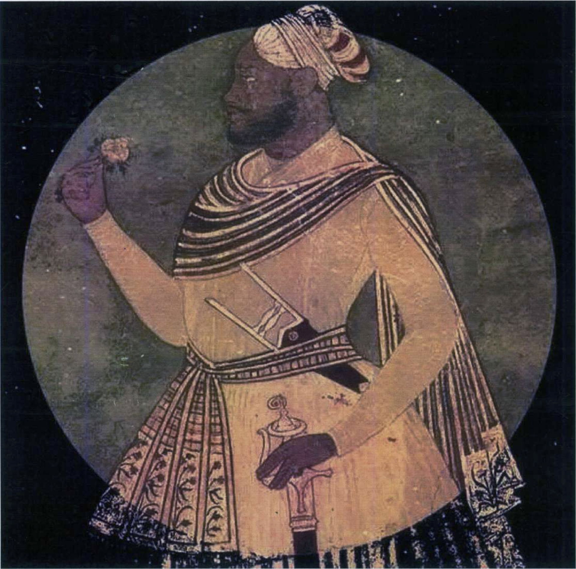 Painting of the profile of Malik Ambar of the Ahmadnagar Sultan…