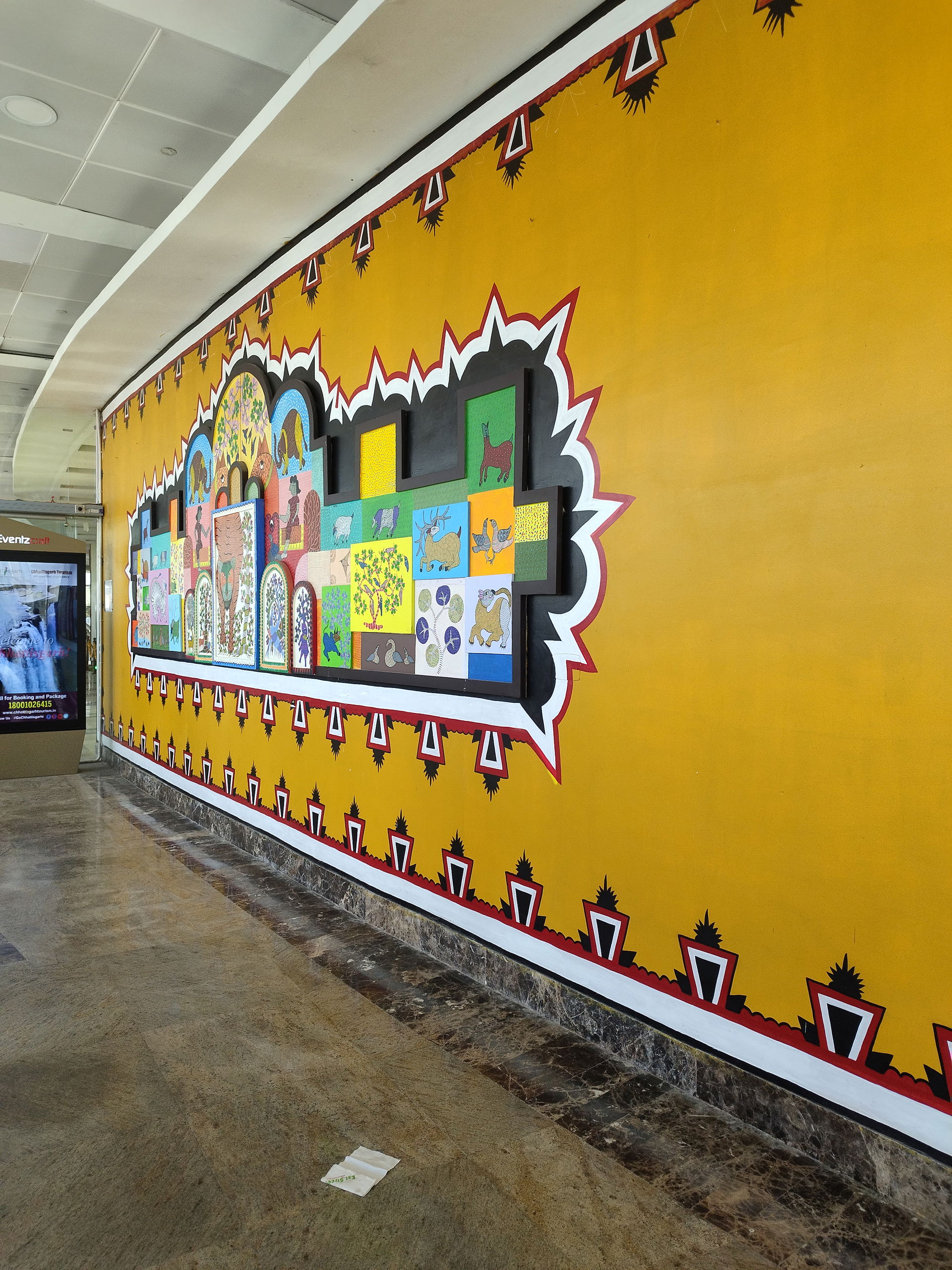 Beautiful landscape wall art drawn at bhopal airport
