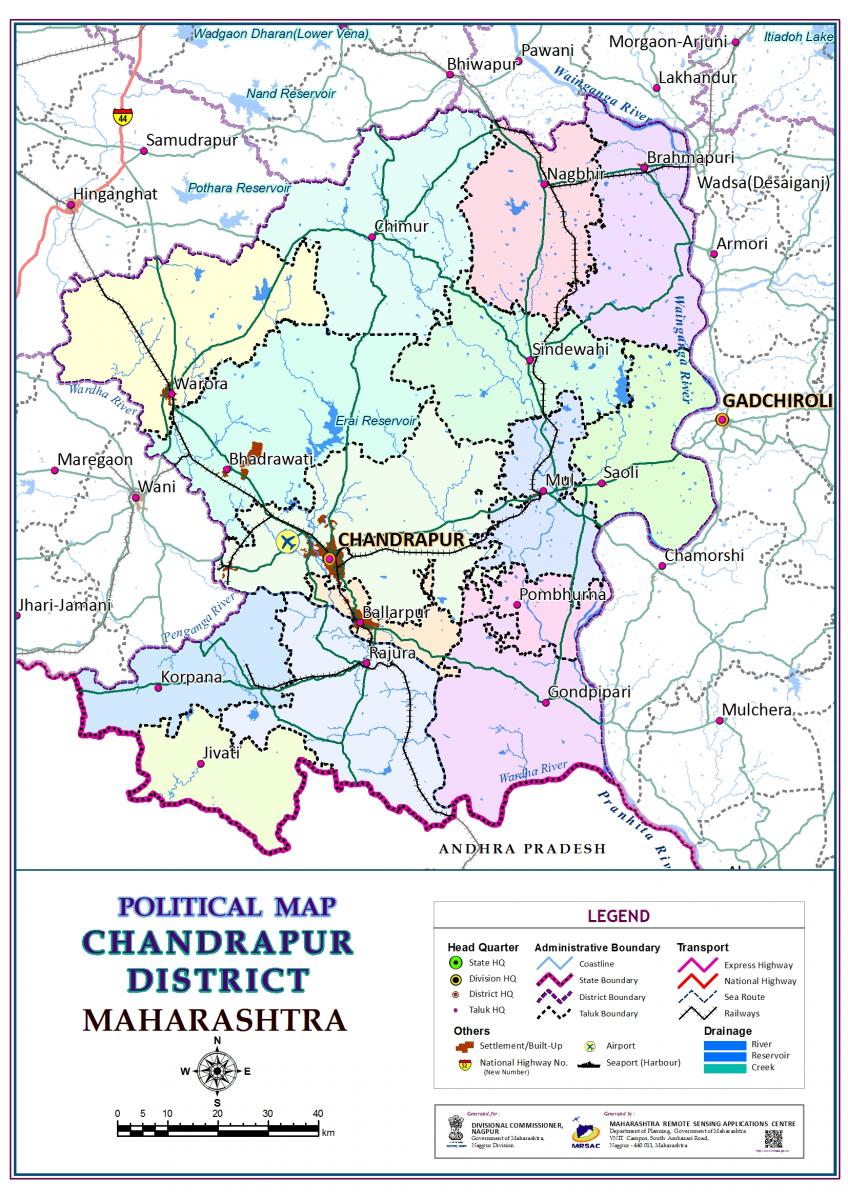 Political Map of Chandrapur District in the Indian State of Mah…