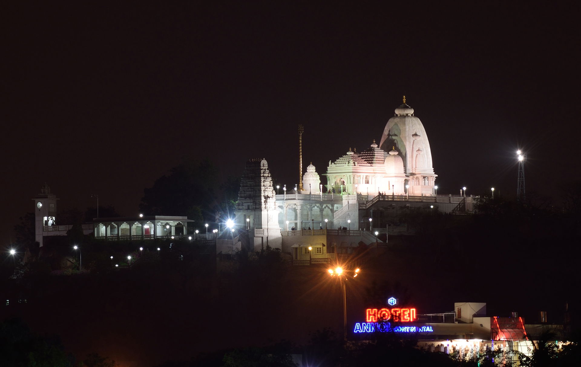 Birla Mandir as seen from Tank Bund in Hyderabad, India