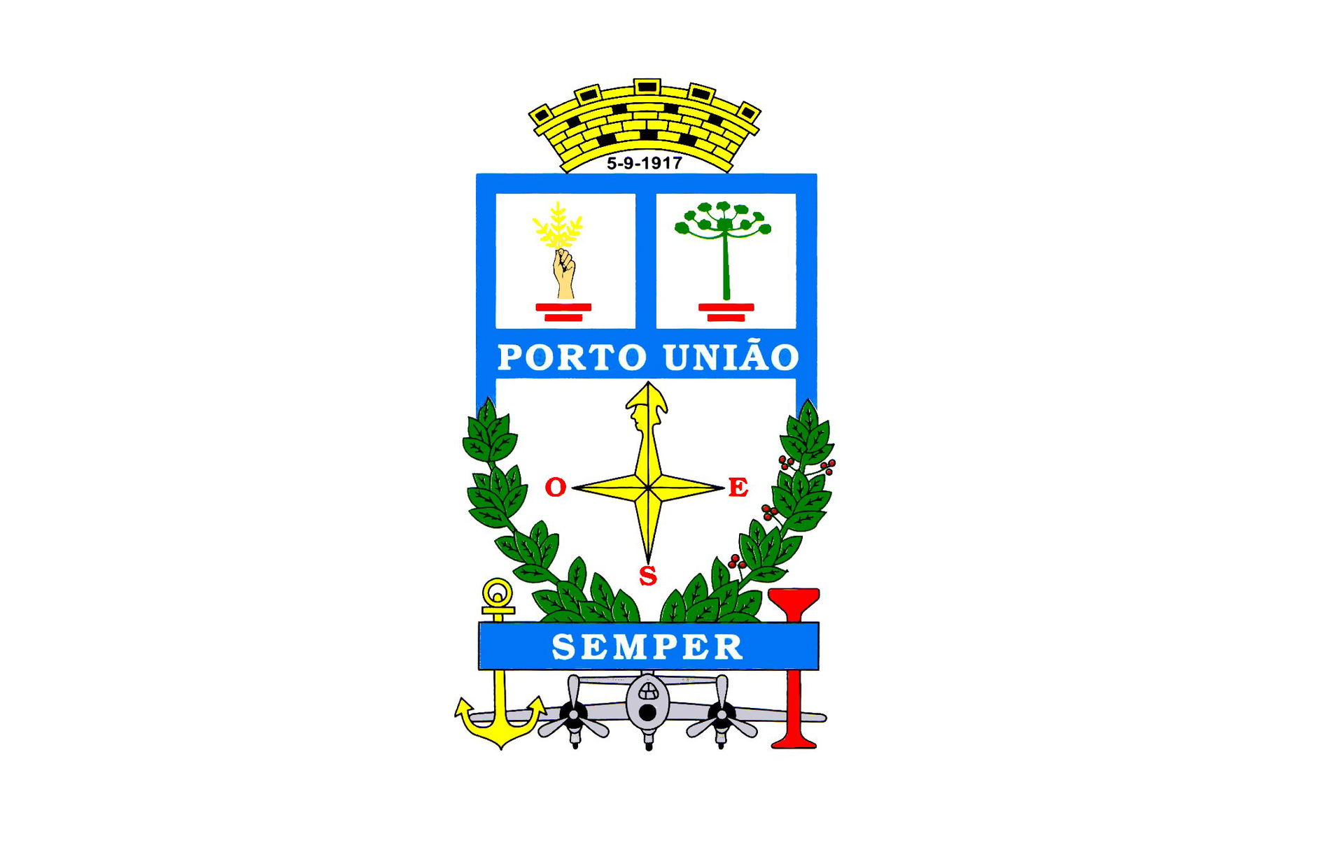 Bandeira do Município de Porto União - Santa Catarina - Brasil