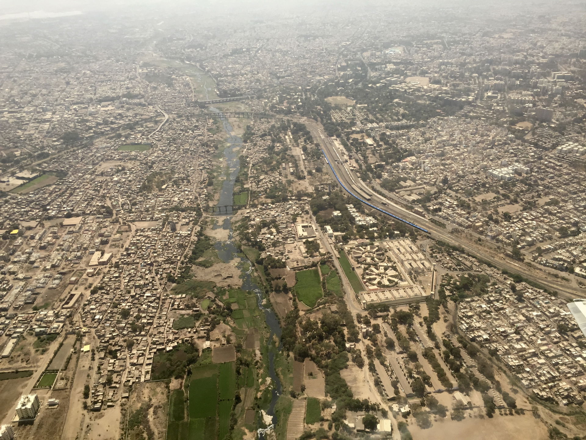 An Aerial Image of the Aji River that Flows through the city of…