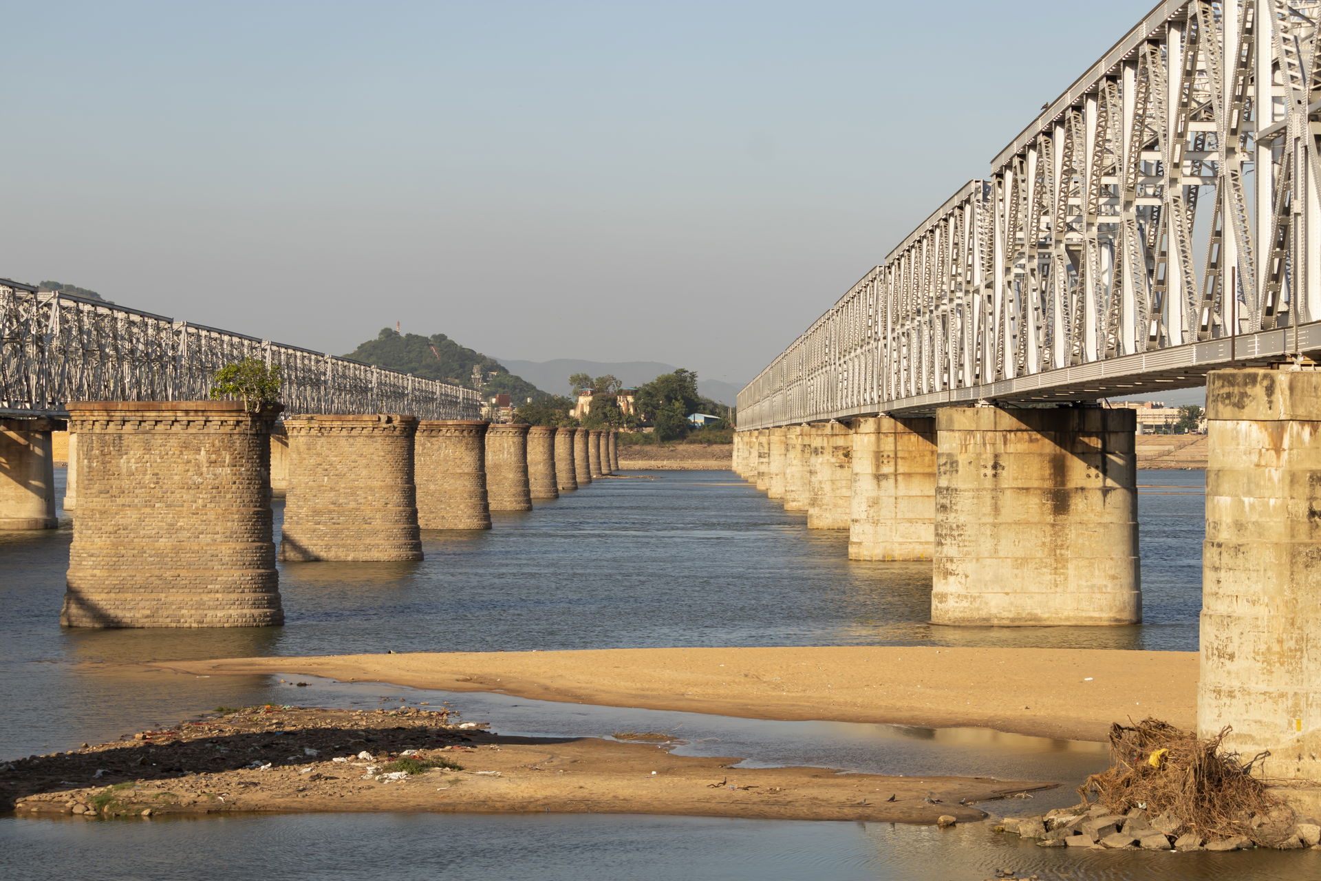 Railway bridges over Krishna river at Vijayawada