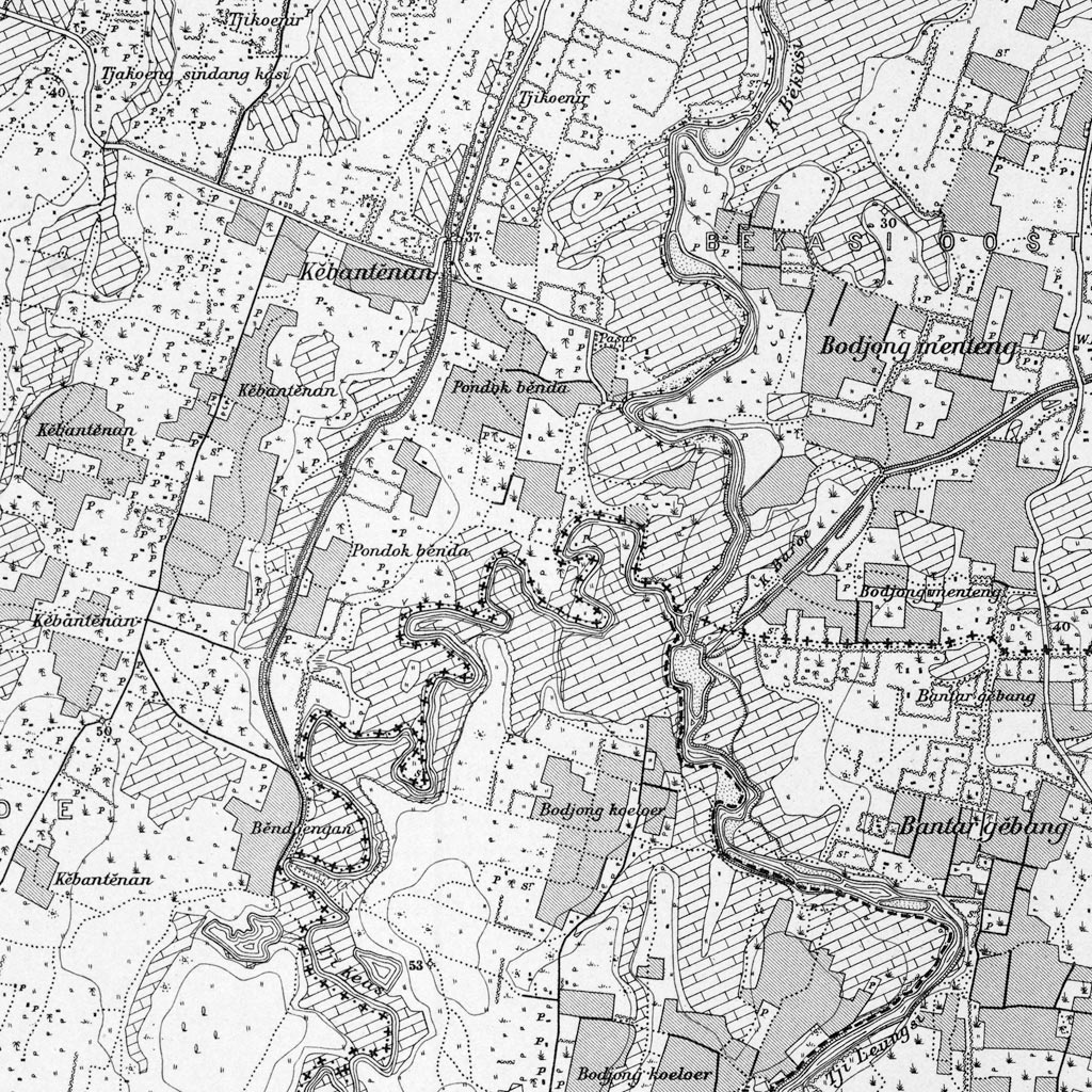 The confluence of the Cikeas and Cileungsi rivers in the upper …