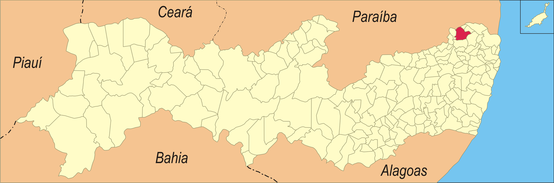Localização da cidade em Pernambuco.