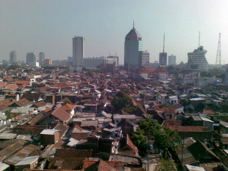 A view of office buildings and dwellings in Surabaya