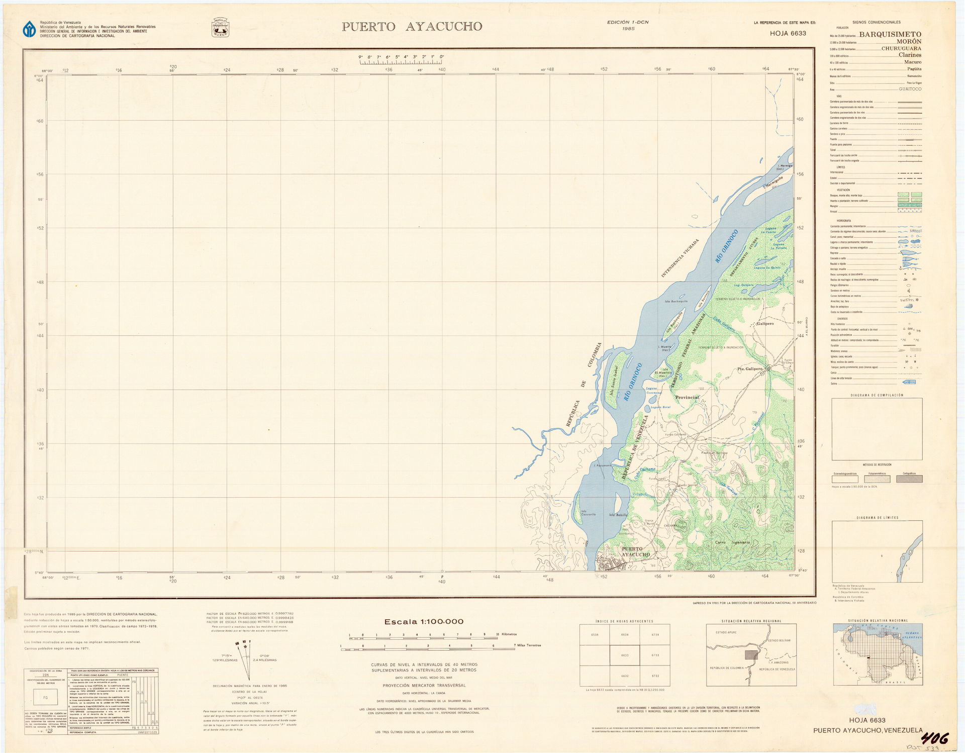 Official topographic maps of Venezuela, at scale 1:100.000.