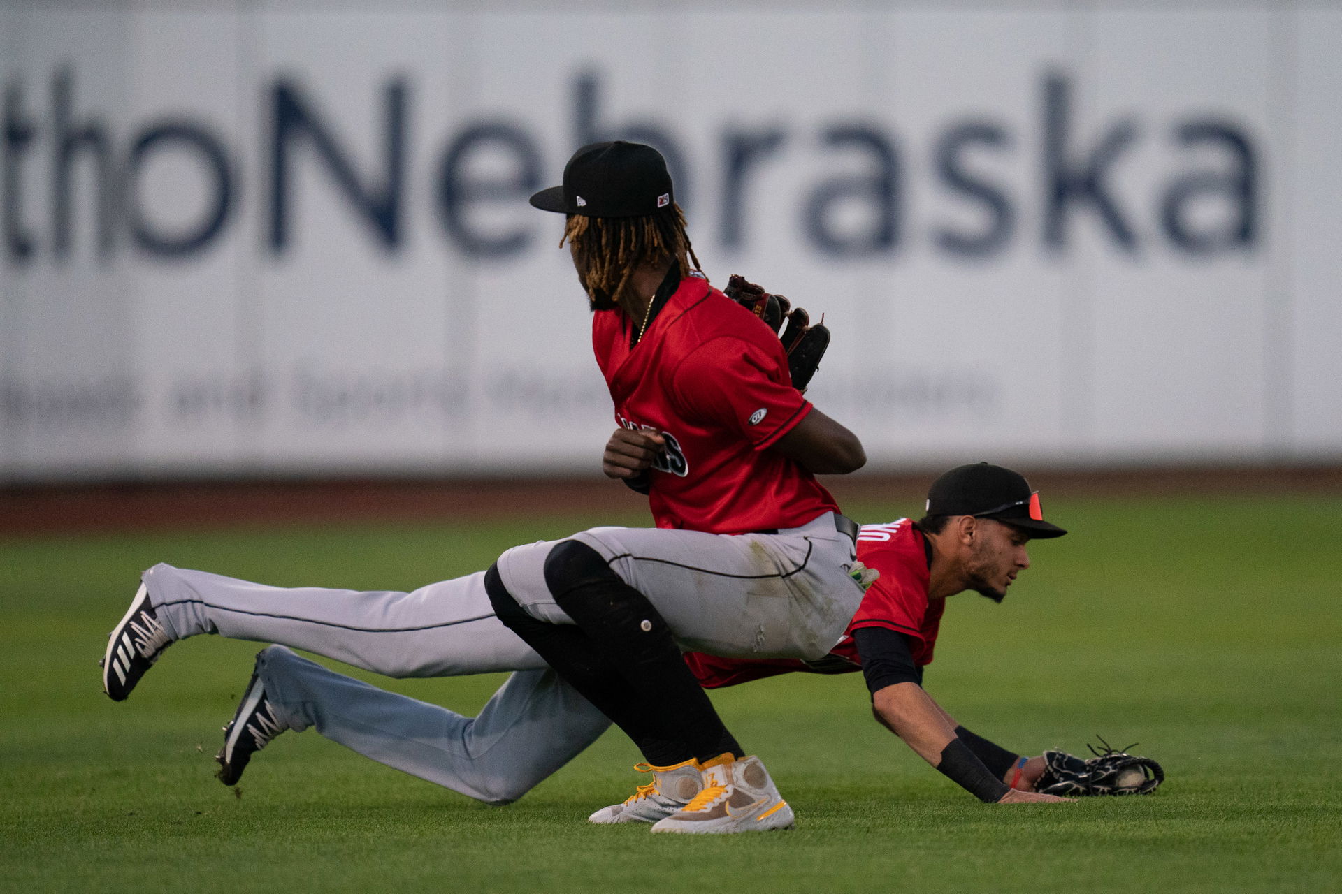 Tucupita Marcano dives to make a catch for the Indianapolis Ind…