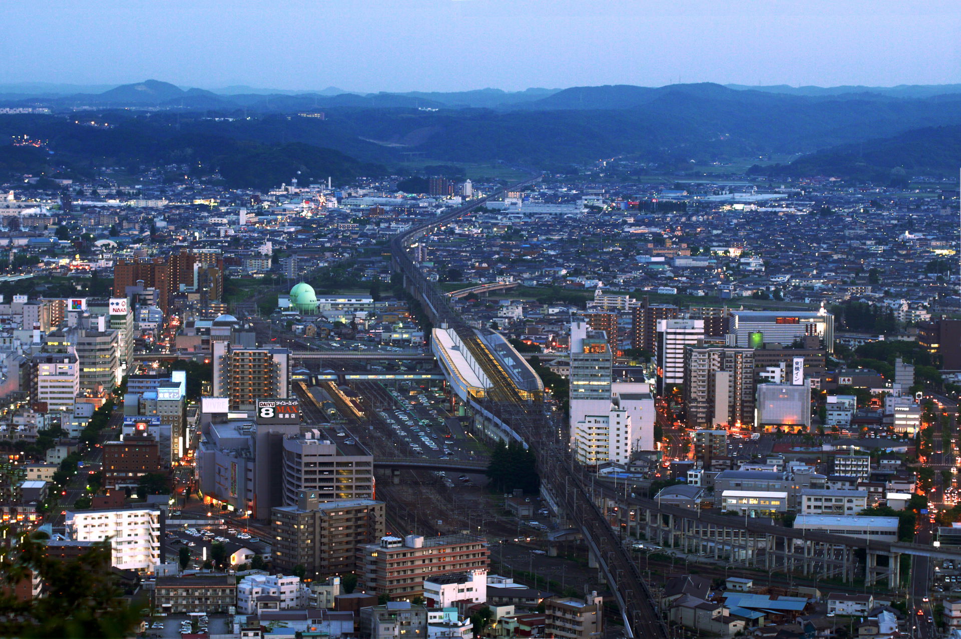 This is a view of Fukushima City, Fukushima Prefecture, Japan c…